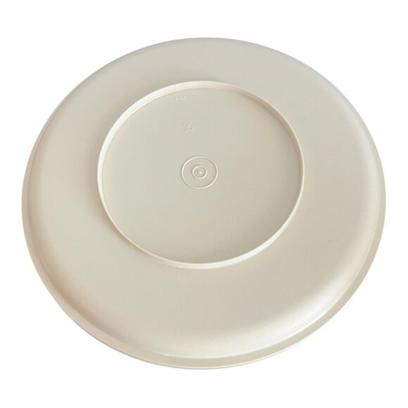 Vtg Tupperware 1531 Almond 3-Piece Pedestal Cake Stand & Chip Dip Set 7" T 10" W - Picture 2 of 12